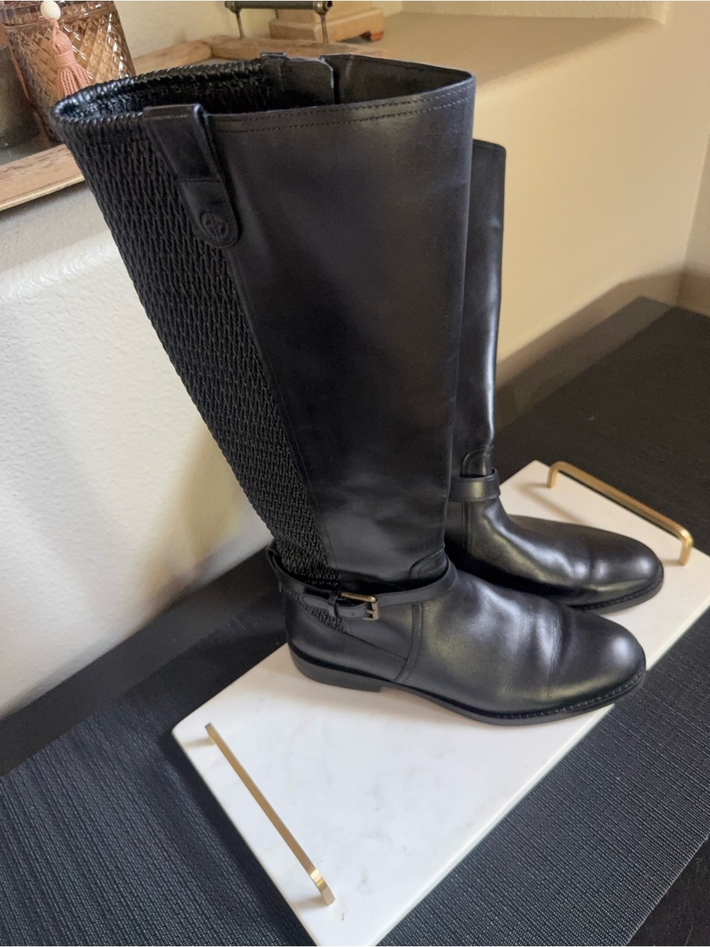 Cole Haan Women's Black Knee-High Leather Riding Boots Size 10